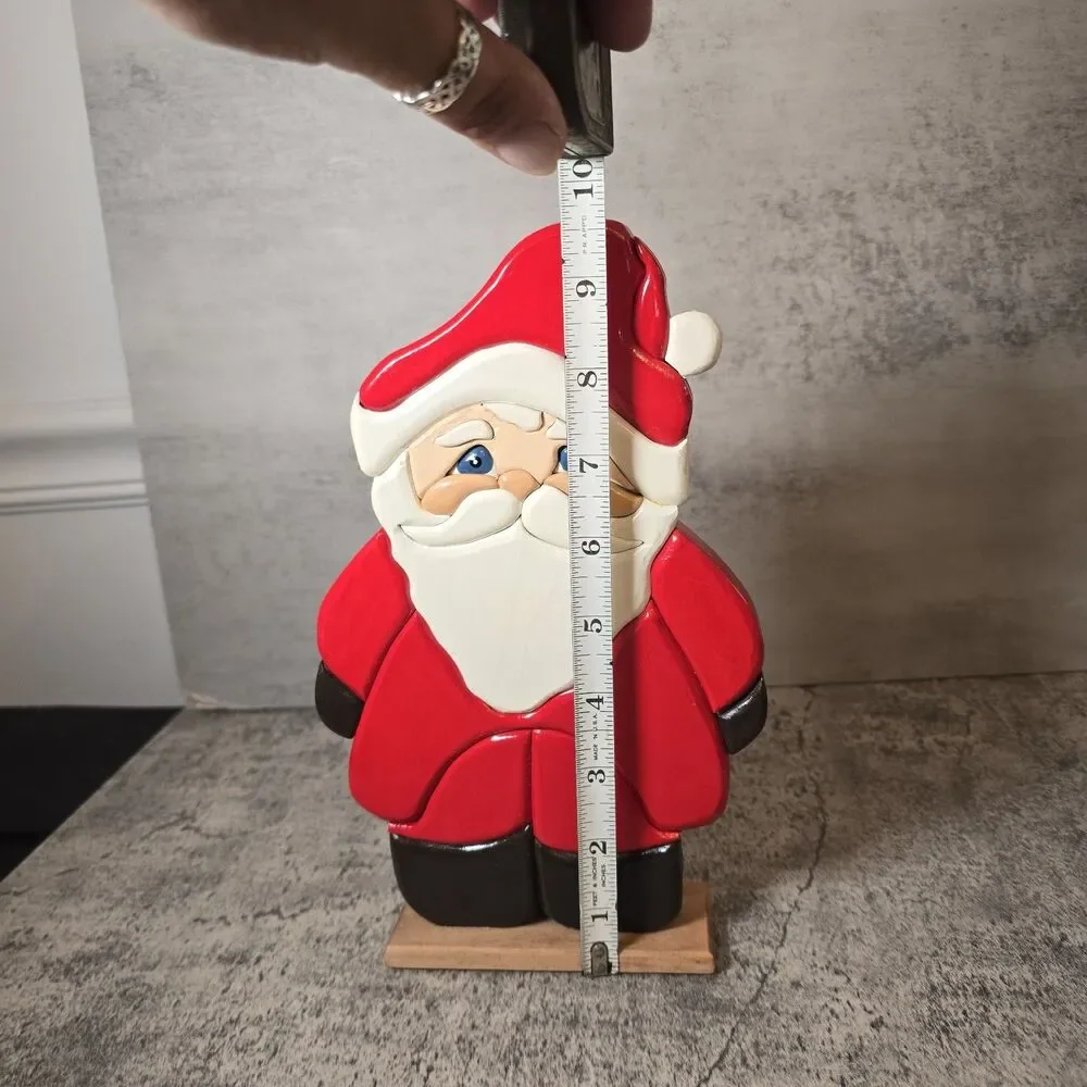 Charming  Wood Cut Out Santa Claus Handpainted OOAK Vintage Kitsch Santa 10